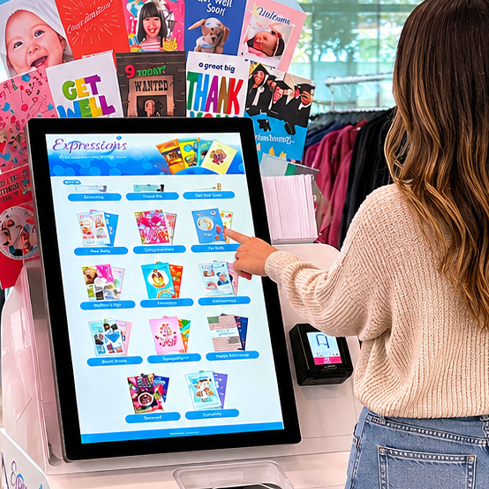 Forget Me Not kiosk at an office retail counter